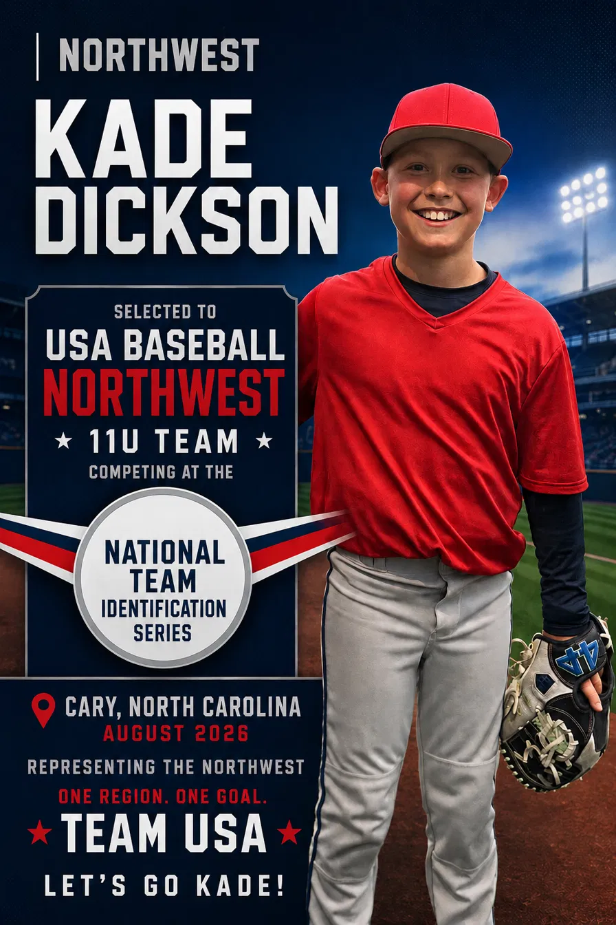 Kade Dickson selected to USA Baseball Northwest 11U NTIS team