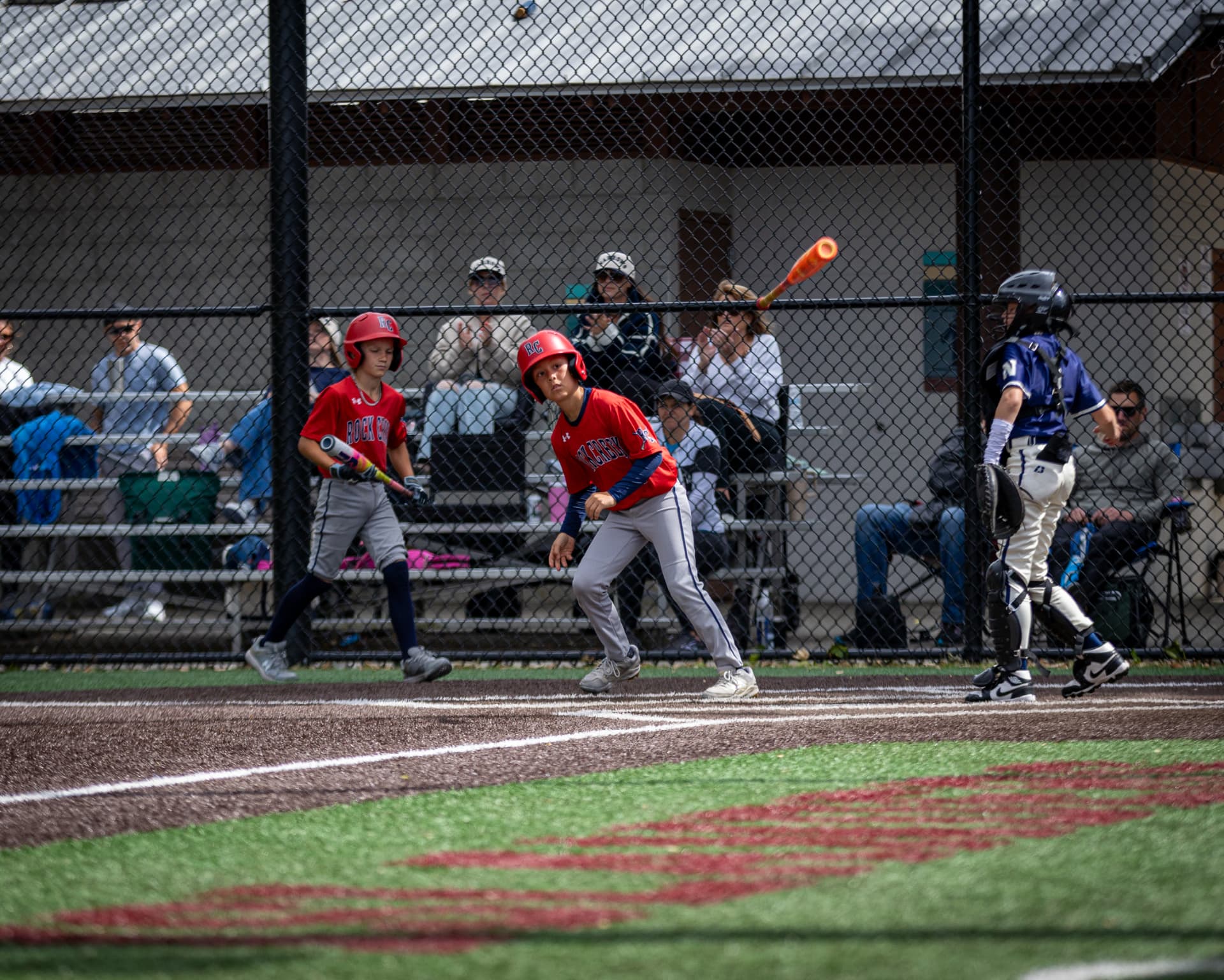 Kade watching a hit from the batter's box